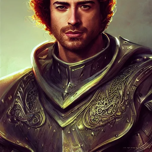 Image similar to renaissance green eyed ginger middle aged prince, riccardo scamarcio, art by artgerm and greg rutkowski and magali villeneuve, intricate renaissance armor, portrait, highly detailed, digital painting, trending on artstation, concept art, sharp focus, illustration