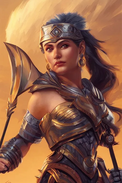 Image similar to amazon valkyrie athena, d & d, fantasy, portrait, highly detailed, headshot, digital painting, trending on artstation, concept art, sharp focus, illustration, art by artgerm and greg rutkowski and magali villeneuve