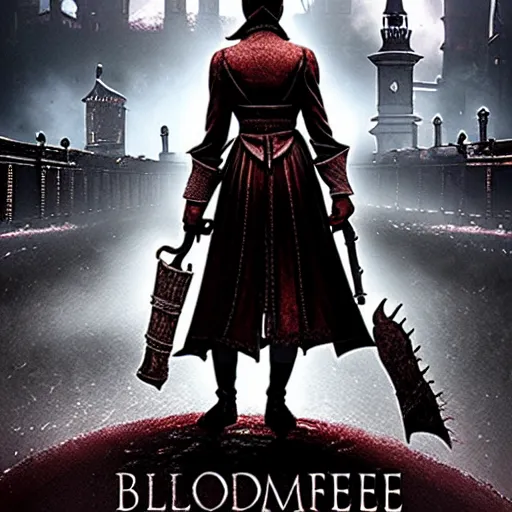 Prompt: a film poster for a romantic comedy adaptation of 'Bloodborne'