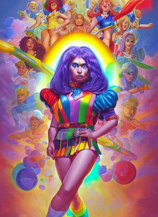 Image similar to portrait of Rainbow Brite in Society (1989), highly detailed, centered, solid color background, digital painting, artstation, concept art, smooth, sharp focus, illustration, artgerm, donato giancola, Joseph Christian Leyendecker, Les Edwards, Ed Repka, WLOP, Artgerm