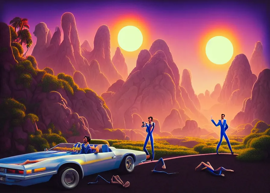 Prompt: leisure suit larry in the land of lounge lizards, a digital rendering of scenes from the sierra video game by michael flohr, inspired by tom bagshaw, instagram contest winner, futurism, matte painting, outrun, terragen