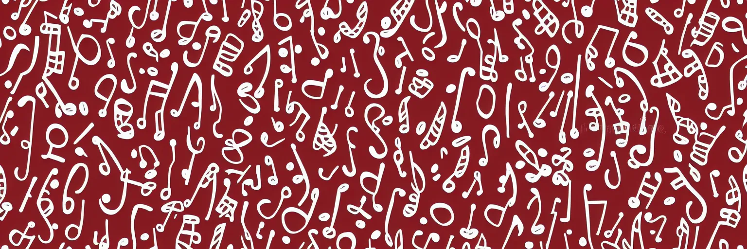 Prompt: seamless pattern design, coffee and musical notes, simple, red and white,