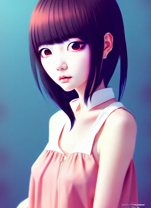 Image similar to ulzzang korean girl portrait, ilya kuvshinov, anime, pixiv top monthly, trending on artstation, cinematic, danbooru, zerochan art, kyoto animation