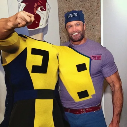 Image similar to a photo The rock with wolverine uniform