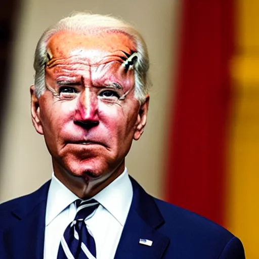 Image similar to joe biden with the make - up of a sad clown.