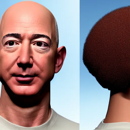 Prompt: jeff bezos with an afro, ultra realistic, canon 3 5 mm portrait photography, 8 k, unreal engine