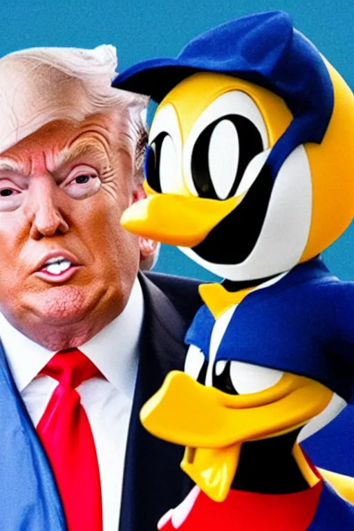 Prompt: donald trump and donald duck as cojoined twins