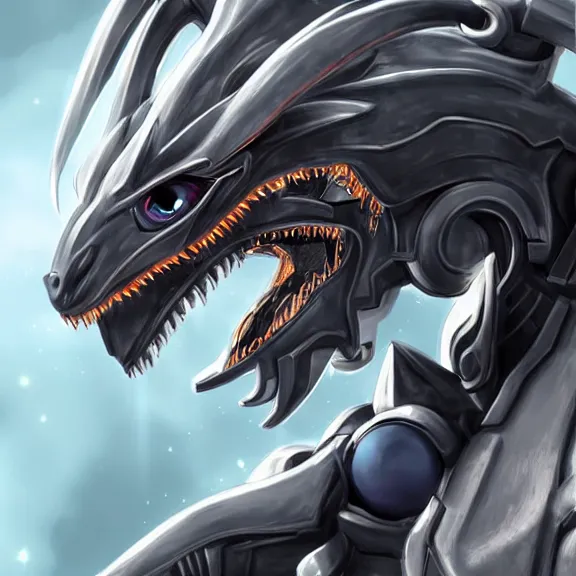 Image similar to close up headshot of a cute beautiful stunning anthropomorphic female robot dragon, with sleek silver metal armor, glowing OLED visor, facing the camera, high quality maw open and about to eat you, pov in front of the maw, the open maw being detailed and soft and warm looking, highly detailed digital art, furry art, anthro art, sci fi, warframe art, destiny art, high quality, 3D realistic, dragon mawshot, maw art, furry mawshot, macro art, dragon art, Furaffinity, Deviantart Eka's Portal