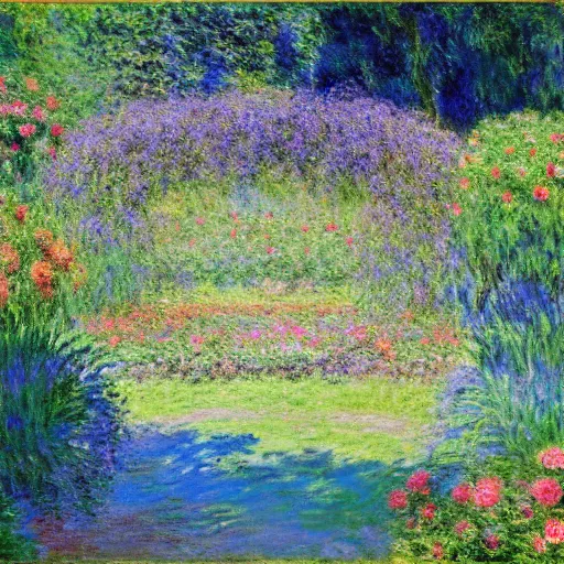 Prompt: summer garden by claude monet, impressionist, hd, beautiful, award winning, 4 k
