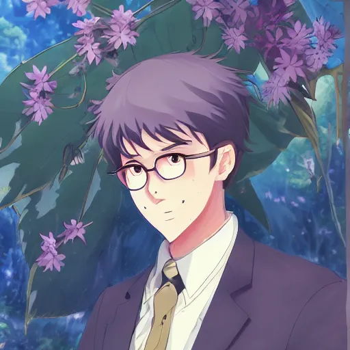 Image similar to portrait of bill rizer as a botanist, anime fantasy illustration by tomoyuki yamasaki, kyoto studio, madhouse, ufotable, trending on artstation