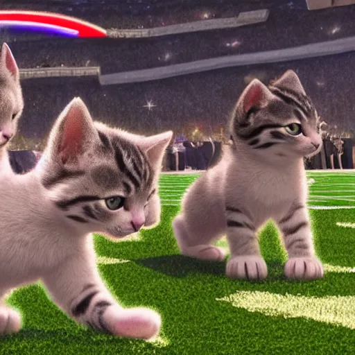 Prompt: kittens performing the half time show at the super bowl, trending on artstation