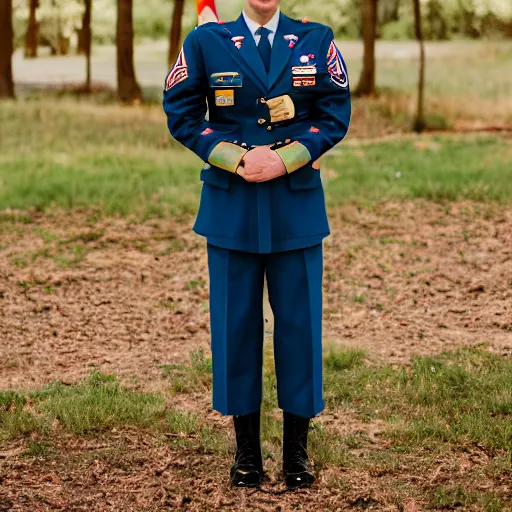 Prompt: a Fox dressed in a modern American general uniform, 85mm f/1.4