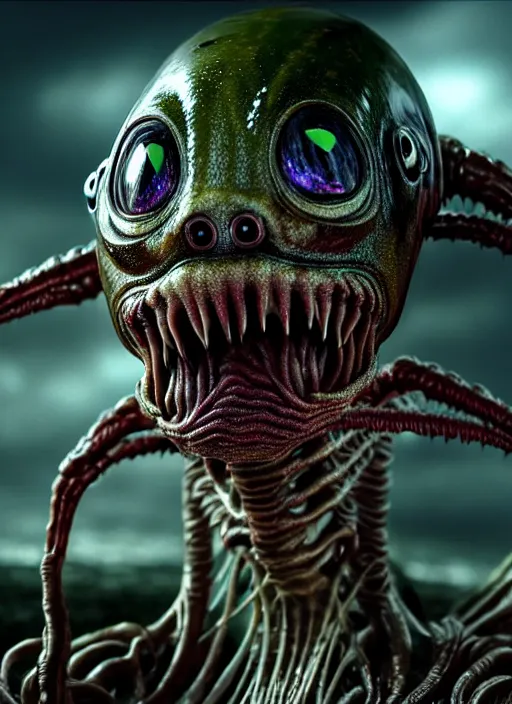 Image similar to an ugly monsterish horrifying slimy scottish female photo, professionally, soft lighting, realistic, sharp focus on eyes, 8 k, high definition, insanely detailed, intricate, elegant, art by artgerm and junji ito. science fiction alien android cyberspace movie widescreen still from action scene.