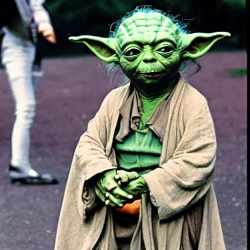 Image similar to yoda performing at woodstock