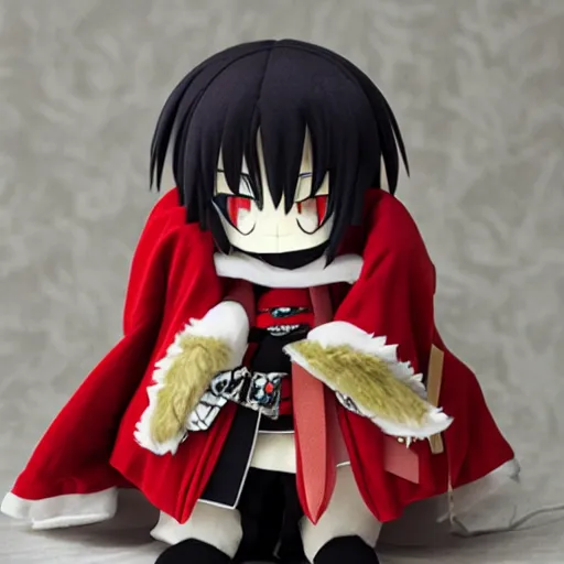 Prompt: cute fumo plush of the tyrant king who none dare oppose, anime character