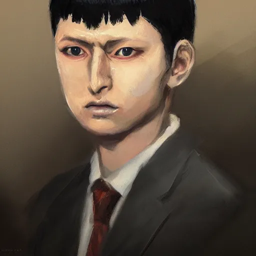 Image similar to portrait of mob psycho, shigeo kageyama painted by greg rutkowski, wlop