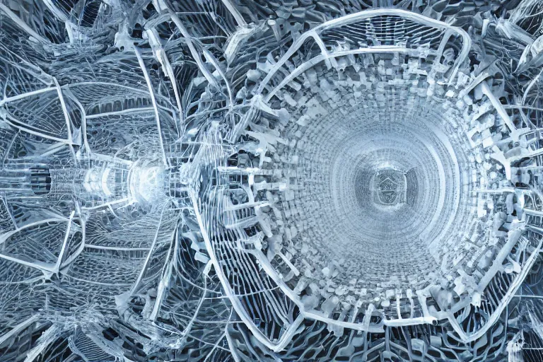 Prompt: a complex organic fractal 3 d ceramic megastructure, cinematic shot, photo still from movie by denis villeneuve