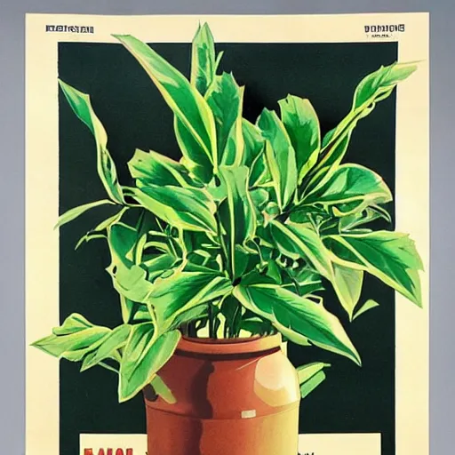 Image similar to russian propaganda posters warning against neglecting houseplants