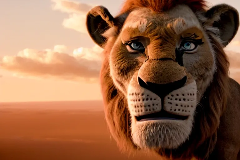 Image similar to a film still of Bill burr in lion king, high quality