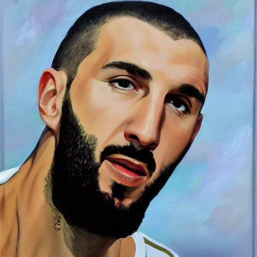 Image similar to Karim benzema, oil painting