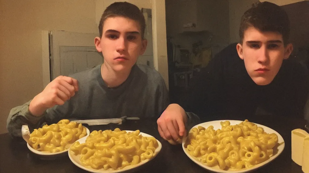 Image similar to mac and cheese soldierly portrait of a sad young dude 1 8 years old