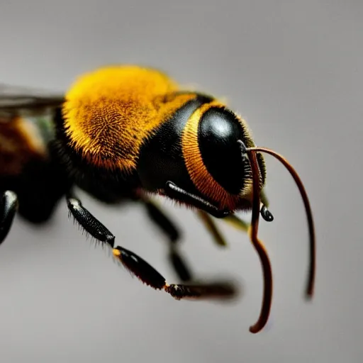 Image similar to closeup of a wasp's head, nature, macro, detailed, lighting