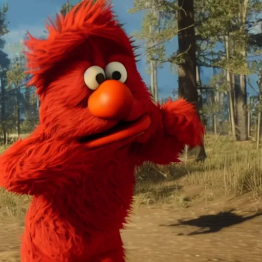 Image similar to Film still of Elmo, from Red Dead Redemption 2 (2018 video game)