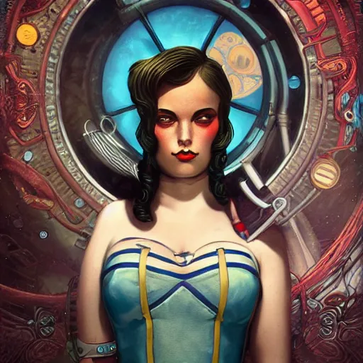 Prompt: lofi underwater bioshock steampunk portrait, Pixar style, by Tristan Eaton Stanley Artgerm and Tom Bagshaw.