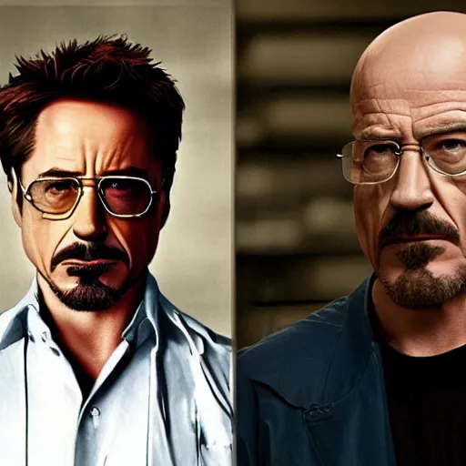 Image similar to robert downey jr as walter white