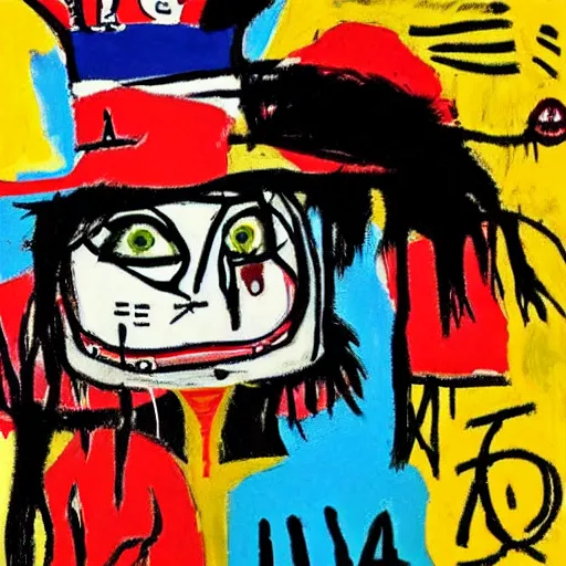 Image similar to alice in wonderland by basquiat