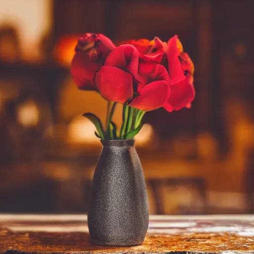 Prompt: dslr photo of a vase on a table, 35mm, f/1.3