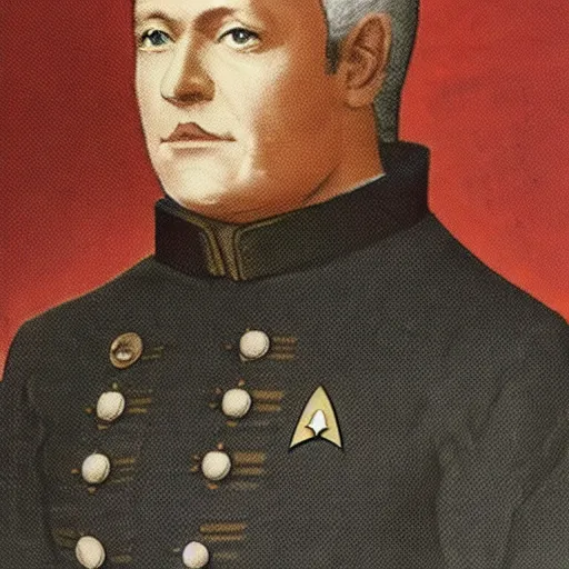 Image similar to starfleet uniform, portrait of julius cesar in strafleet uniform