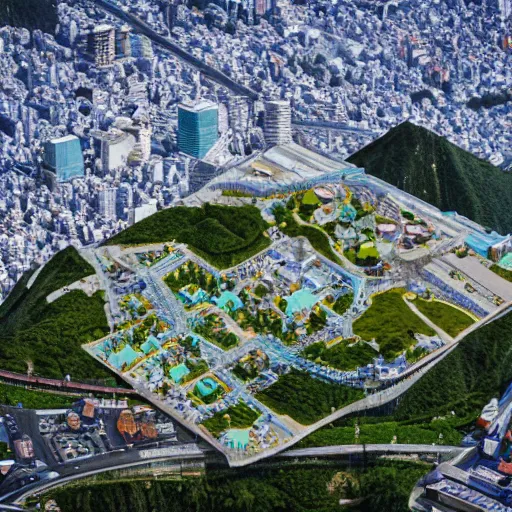 Image similar to isometric city on the top of a mountain, Japan