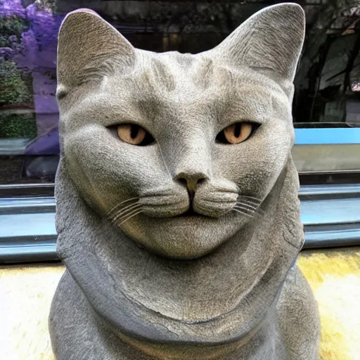 Image similar to a statue of a cats face