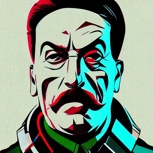 Image similar to cyberpunk joseph stalin, cybernetics, sharp lines, digital, artstation, colored in