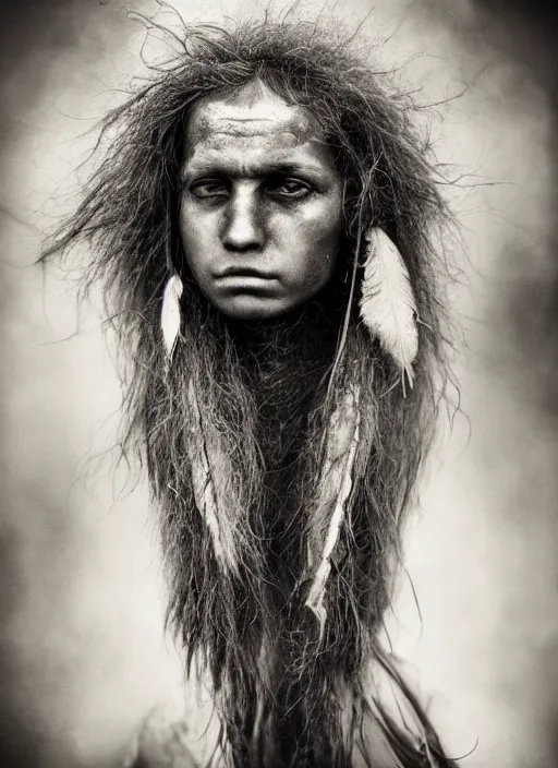 Image similar to Award winning Editorial photo of a Native Liechtensteiners with incredible hair and beautiful hyper-detailed eyes wearing traditional garb by Lee Jeffries, 85mm ND 5, perfect lighting, gelatin silver process