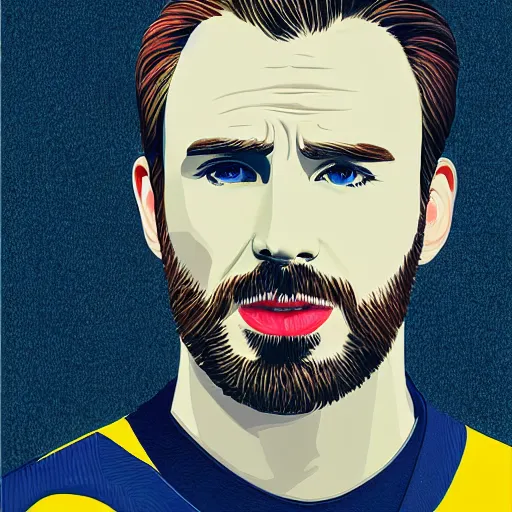 Image similar to portrait of chris evans, highly detailed, centered, solid color background, digital painting