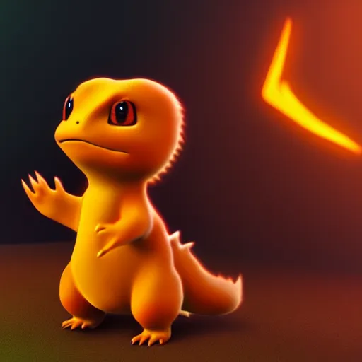 Image similar to photography of a realistic charmander animal, ultra detailed, 8 k, cinematic lighting, natural background, trending on artstation, pokemon