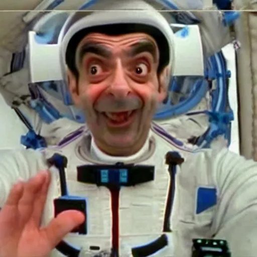 Image similar to Mr Bean's hilarious hijinx on the international space station