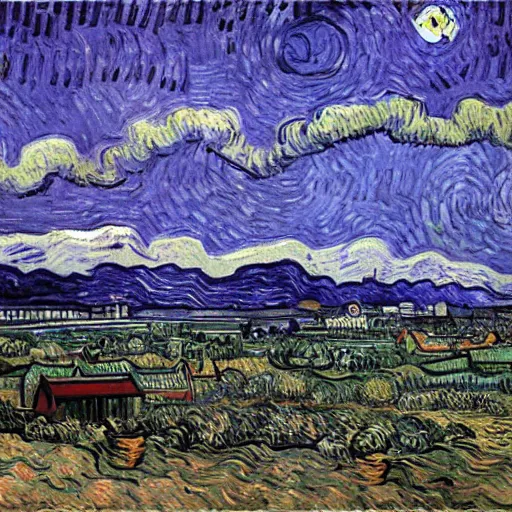 Image similar to painting of seattle by van gogh