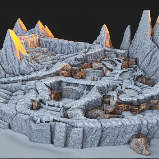 Image similar to the mines of moria made out of cheese. ultra realistic 8k render,