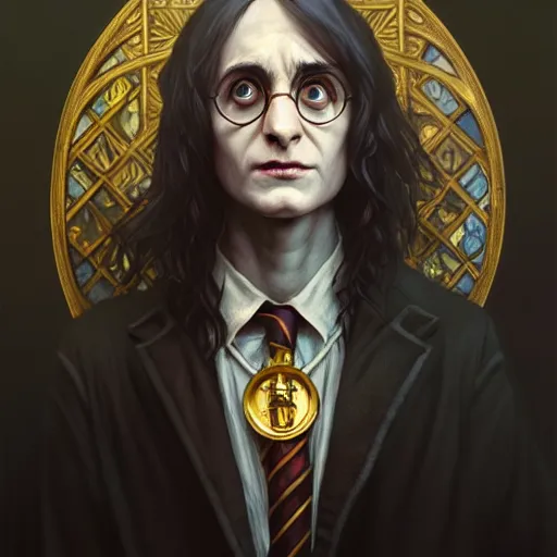 Prompt: undead harry potter. d & d, portrait, highly detailed, digital painting, trending on artstation, intricate details, energetic mood, golden ratio composition, concept art, sharp focus, illustration, art by artgerm and greg rutkowski and alphonse mucha and magali villeneuve, 8 k, 4 k,