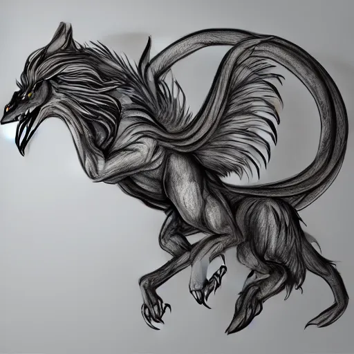 Image similar to mythical creature, griffin-like style, 2d solid shape logo