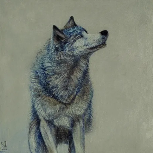 Prompt: retarded wolf, impressionism