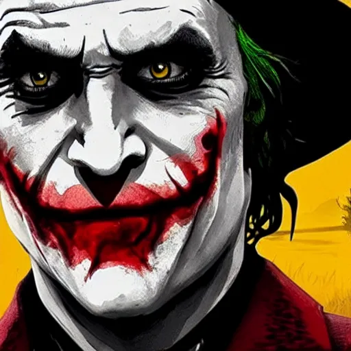 Image similar to The Joker in Red Dead Redemption 2, 4K, detailed