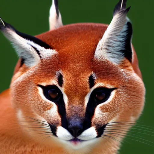 Image similar to A delicious steamed bun in the shape of cute caracal. Studio lighting, High resolution, high quality, dark background