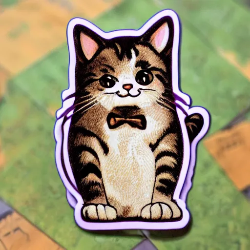 Prompt: a sticker of a cute cat