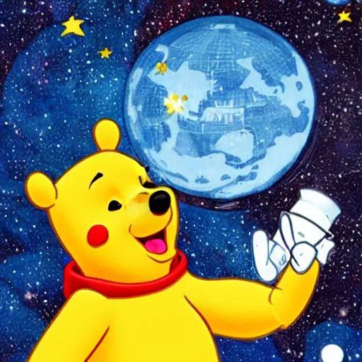 Image similar to winnie the pooh in space