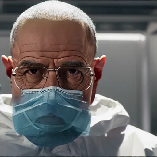 Image similar to obama and walter white wearing hazmat suits, hood off, film still of breaking bad, film grain, insanely detailed faces, realistic faces, photorealistic, 4k