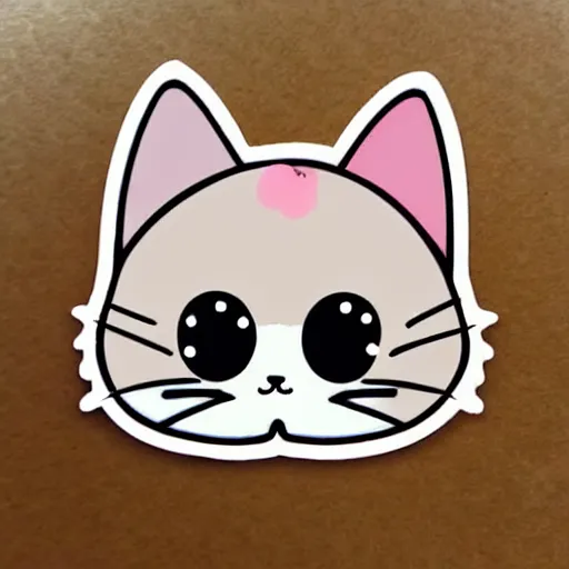 Image similar to kawaii cat, chibi style, japanese style, kitten, pastel colors, cat sticker, neko